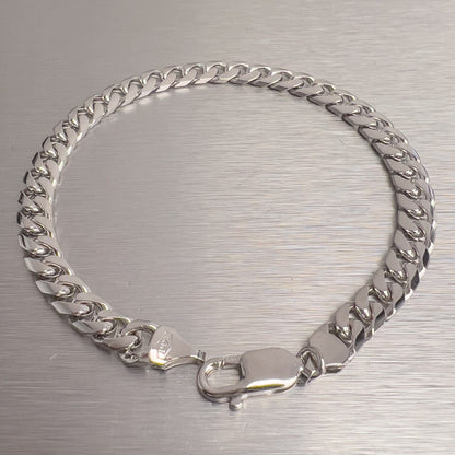 14k White Gold Flat Cuban Link 6.55mm Chain Bracelet 9.00" 24.6g