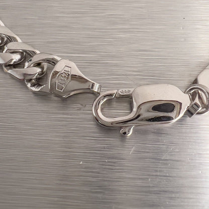 14k White Gold Flat Cuban Link 6.55mm Chain Bracelet 9.00" 24.6g