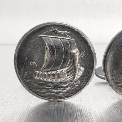 Georg Jensen Viking Ship 925 Sterling Silver Cufflinks #50 Harald N Denmark