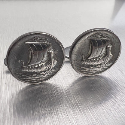 Georg Jensen Viking Ship 925 Sterling Silver Cufflinks #50 Harald N Denmark