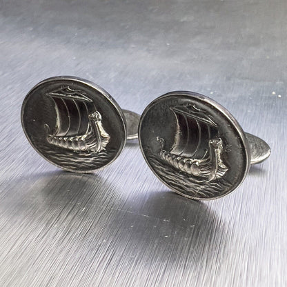 Georg Jensen Viking Ship 925 Sterling Silver Cufflinks #50 Harald N Denmark