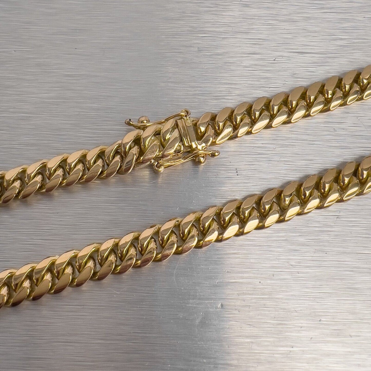 18k Yellow Gold Cuban Curb Link 7.50mm Chain Necklace 21" 95.7g