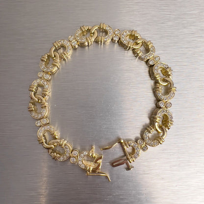 14k Yellow Gold Diamond Figure 8 Link Bracelet 1.50ctw G VS2 7.00" 28.8g