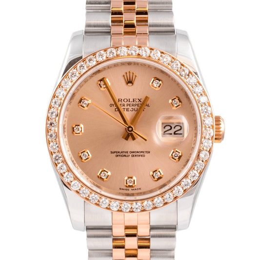 2005 Rolex Datejust 36mm Diamond Dial & Bezel Stainless & 18k Rose Gold 116231