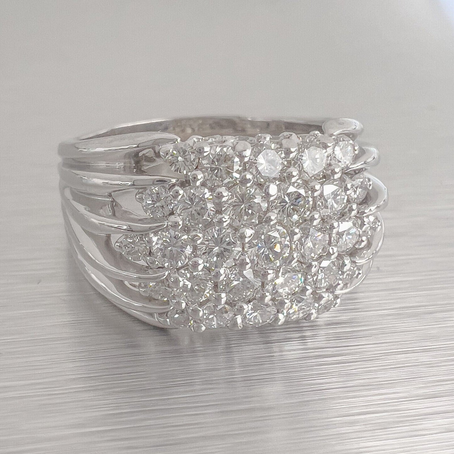 14k White Gold 5 Row Diamond Band 2.00ctw Ring Size 10.75