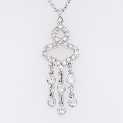 18k White Gold Diamond Chandelier Dangling Pendant Necklace 0.90ctw G VS2 15.5"