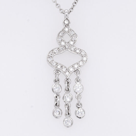 18k White Gold Diamond Chandelier Dangling Pendant Necklace 0.90ctw G VS2 15.5"