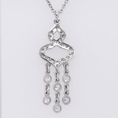 18k White Gold Diamond Chandelier Dangling Pendant Necklace 0.90ctw G VS2 15.5"