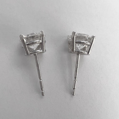 GIA 14k White Gold Round Diamond Basket Stud Earrings 1.32ctw F I1 / F I2 CERTS