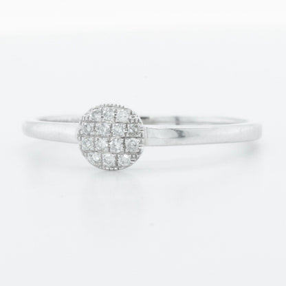 Dana Rebecca 14k White Gold Single Cut Diamond Pave Disc Ring 0.13ctw sz 7.25