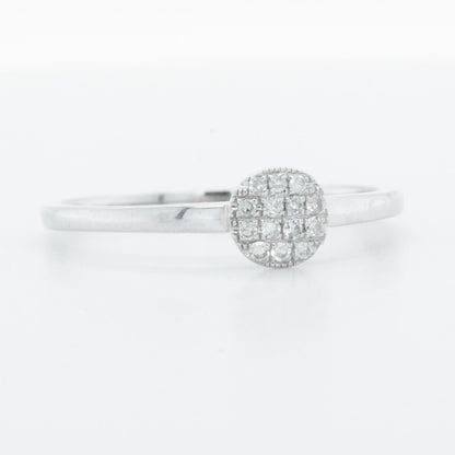 Dana Rebecca 14k White Gold Single Cut Diamond Pave Disc Ring 0.13ctw sz 7.25