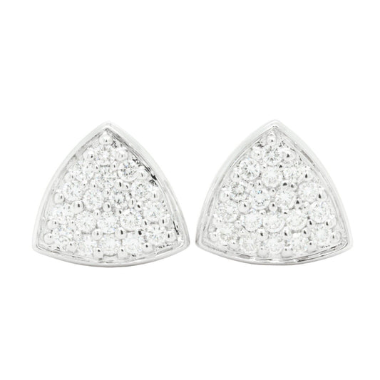 18k White Gold Diamond Pave Shield Shape Omegaback Earrings 1.05ctw G VS2 7.9g