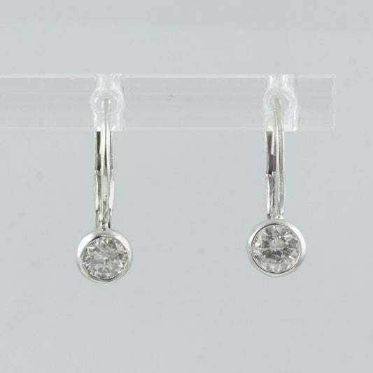 14k White Gold Diamond Dangle Drop Leverback Earrings 0.42ctw G-H SI1 1.4g