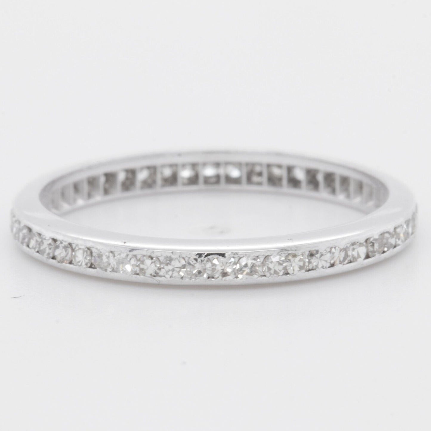 14k White Gold Single Cut Diamond Eternity Band 0.65ctw H VS2 Size 6.75