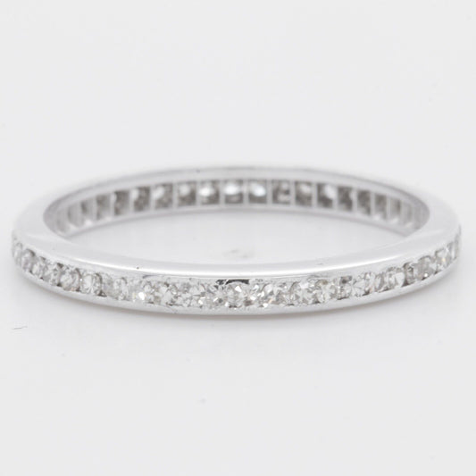 14k White Gold Single Cut Diamond Eternity Band 0.65ctw H VS2 Size 6.75