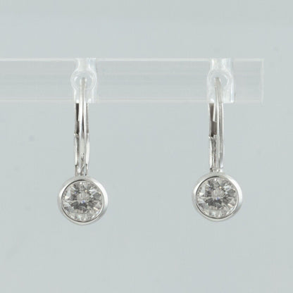 14k White Gold Diamond Dangle Drop Leverback Earrings 1.02ctw H VS2 1.8g