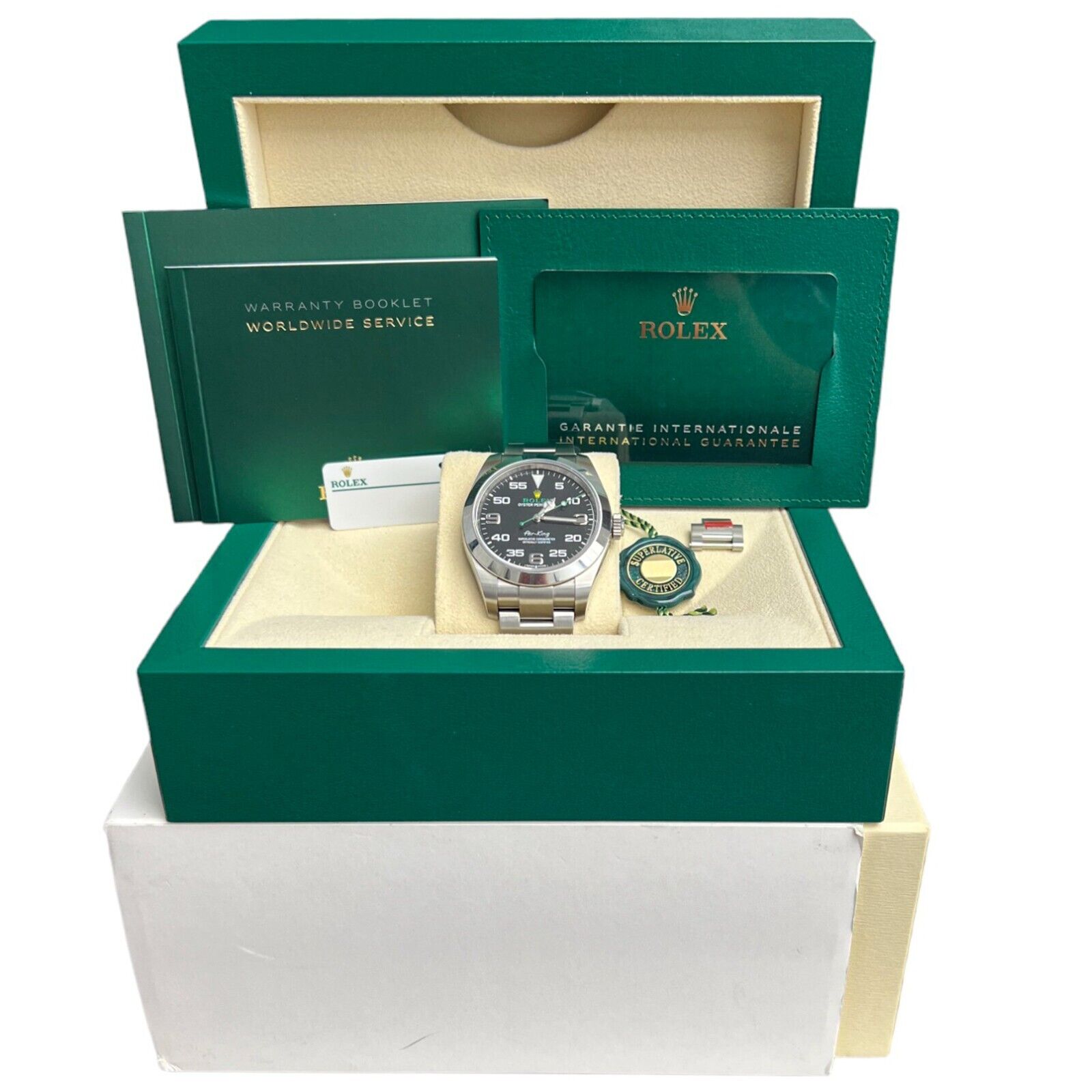 2021 Rolex Air King 116900 Black Arabic Dial 40mm Steel Green