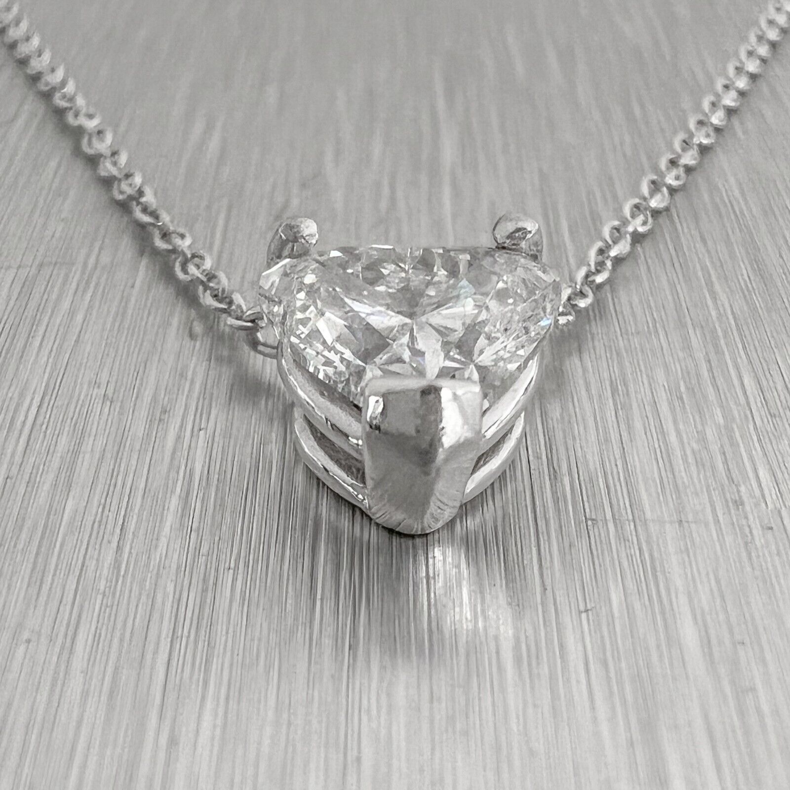 18K White Gold Diamond Heart Lock Necklace