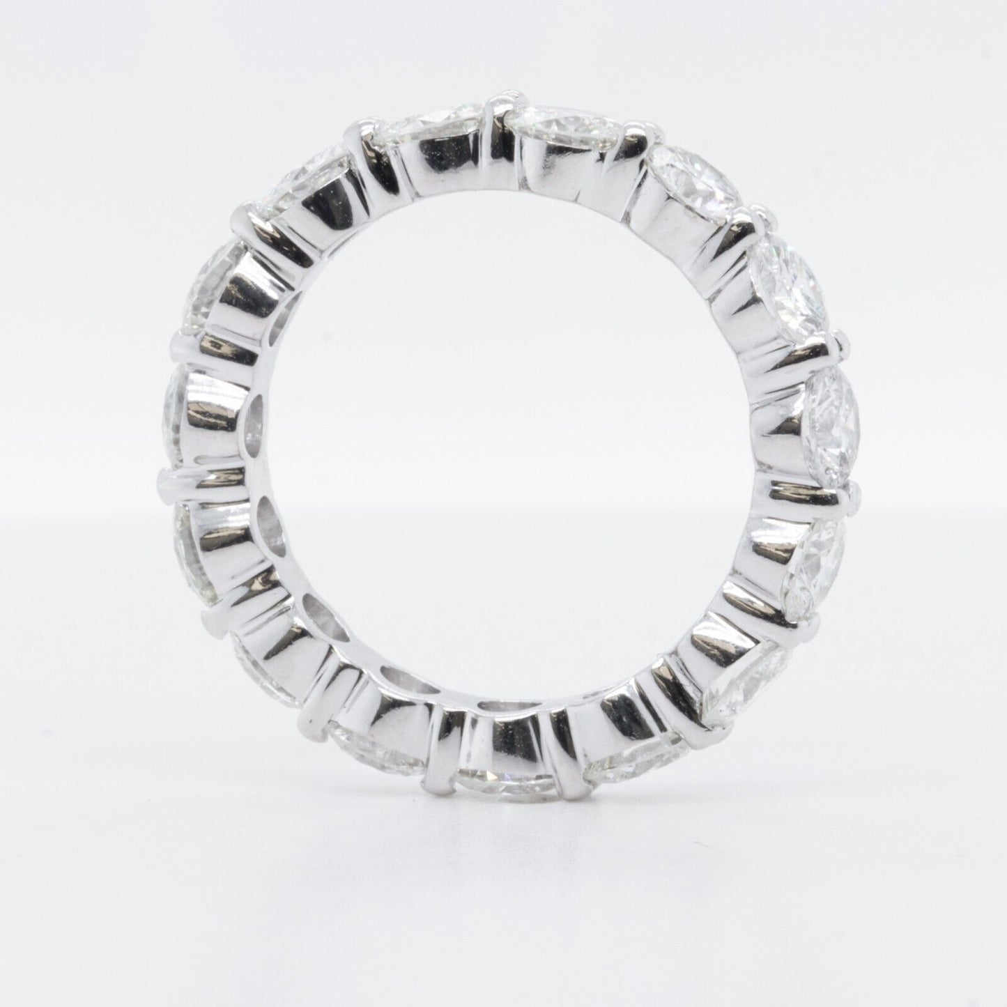 14k White Gold 15 Stone Round Diamond Eternity Band 3.75ctw G-H VS2-SI1 sz 5.75