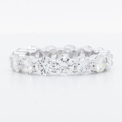 14k White Gold 15 Stone Round Diamond Eternity Band 3.75ctw G-H VS2-SI1 sz 5.75