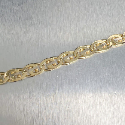 14k White & Yellow Gold Fancy Oval Mariner Link 12mm 2-Tone Bracelet 9.00" 60.4g