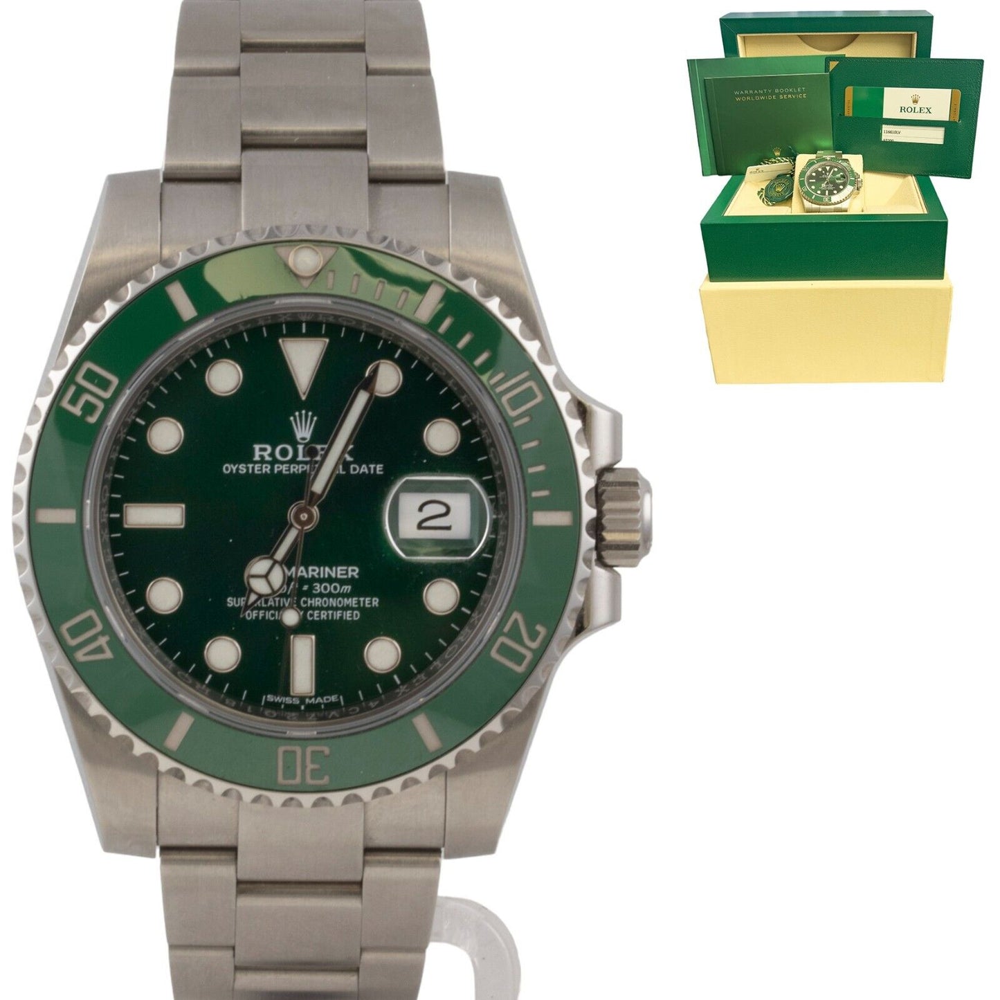 2018 Rolex Submariner HULK Green Stainless Steel 40mm Watch 116610LV BOX PAPERS