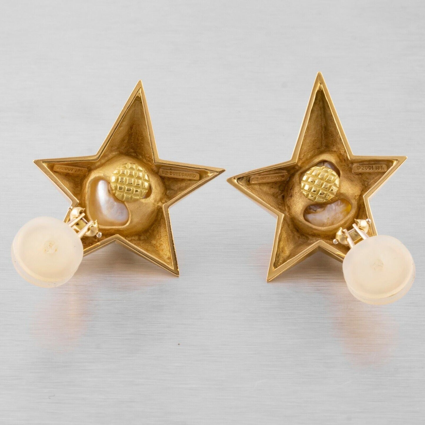 Pedro Boregaard 18k Yellow Gold Pearl Moon & Star Clip-on Earrings RETAIL $9,900