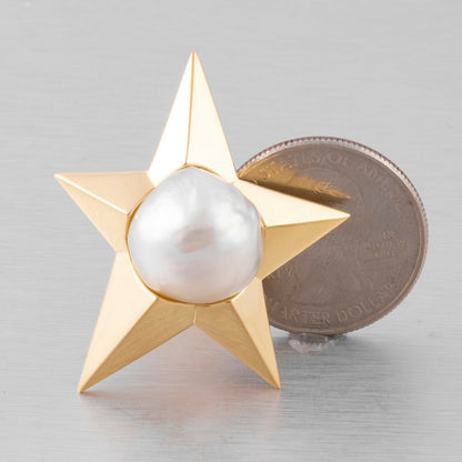 Pedro Boregaard 18k Yellow Gold Pearl Moon & Star Clip-on Earrings RETAIL $9,900