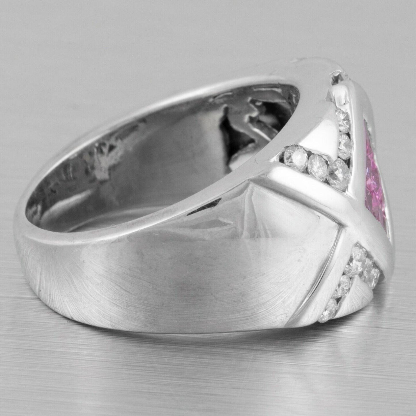 Modern Estate 14k White Gold Pink Sapphire 0.45ctw & Diamond Ring 0.50ctw Size 7