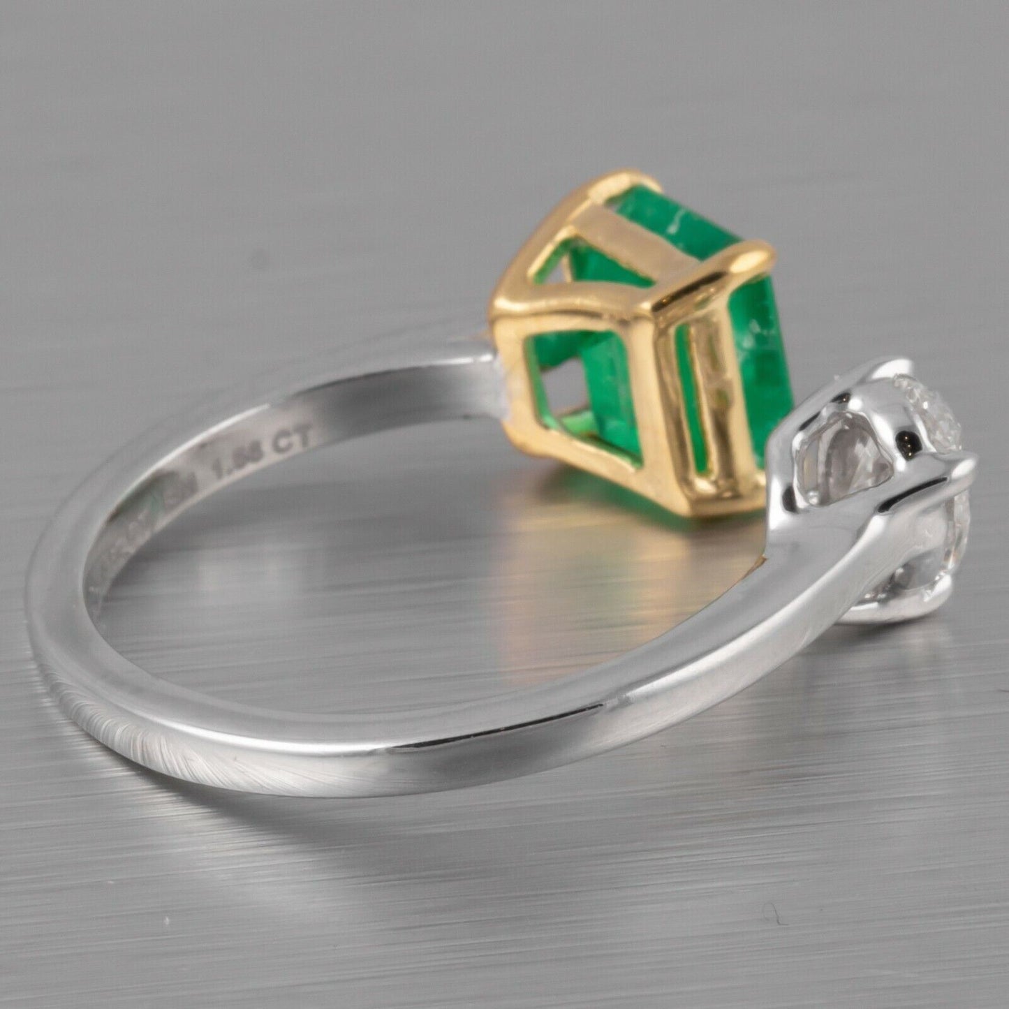 GIA Columbian Emerald & Oval Diamond in Platinum & 18k Gold Ring 2.23tcw