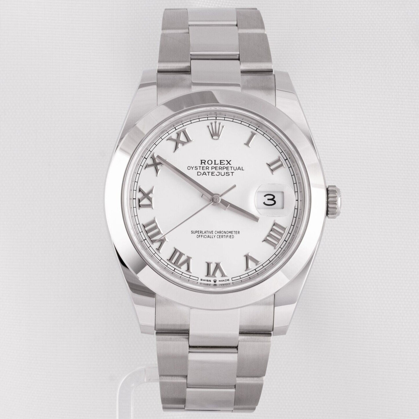 2020 Rolex Datejust White Roman Smooth Stainless 41mm Watch R. 126300 BOX & CARD