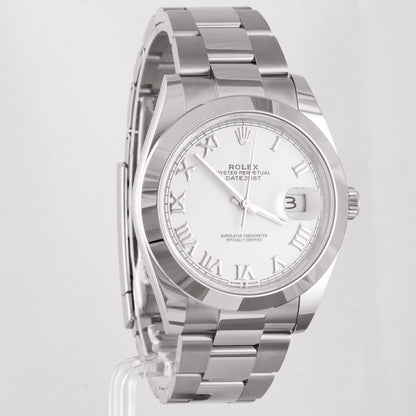 2020 Rolex Datejust White Roman Smooth Stainless 41mm Watch R. 126300 BOX & CARD