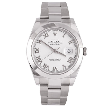 2020 Rolex Datejust White Roman Smooth Stainless 41mm Watch R. 126300 BOX & CARD