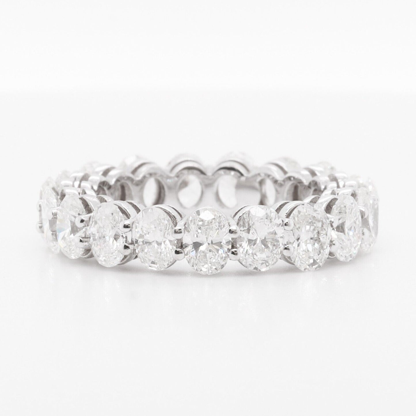 18k White Gold Oval Diamond 5.00mm Eternity Band 4.92ctw G-H VS2 Size 6.25