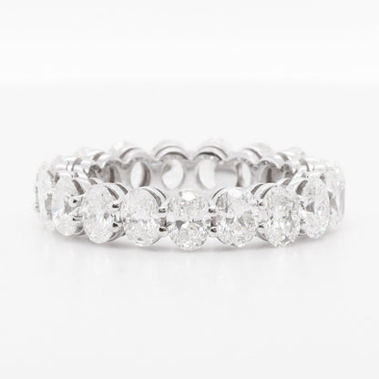 18k White Gold Oval Diamond 5.00mm Eternity Band 4.92ctw G-H VS2 Size 6.25