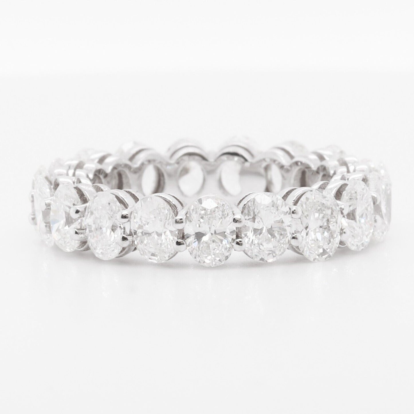 18k White Gold Oval Diamond 5.00mm Eternity Band 4.92ctw G-H VS2 Size 6.25