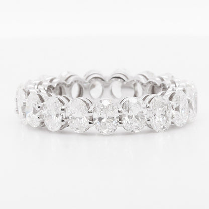 18k White Gold Oval Diamond 5.00mm Eternity Band 4.92ctw G-H VS2 Size 6.25