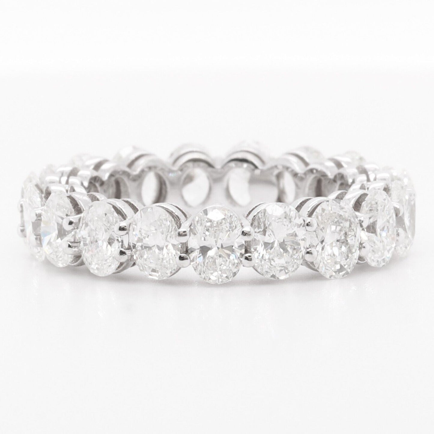 18k White Gold Oval Diamond 5.00mm Eternity Band 4.92ctw G-H VS2 Size 6.25