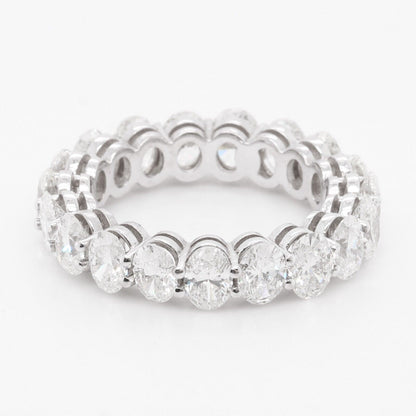 18k White Gold Oval Diamond 5.00mm Eternity Band 4.92ctw G-H VS2 Size 6.25