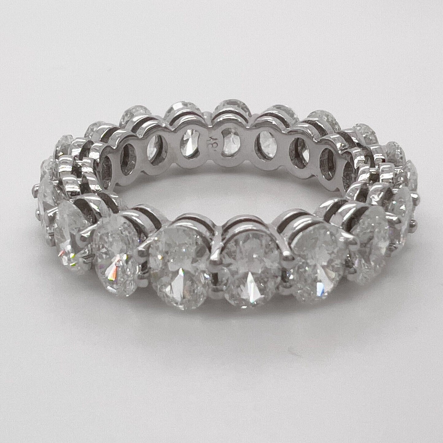 18k White Gold Oval Diamond 5.00mm Eternity Band 4.92ctw G-H VS2 Size 6.25