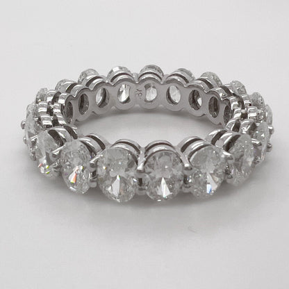 18k White Gold Oval Diamond 5.00mm Eternity Band 4.92ctw G-H VS2 Size 6.25