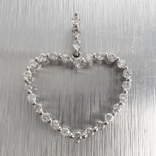 14k White Gold Diamond Open Heart Pendant 0.45ctw H VS2-SI1