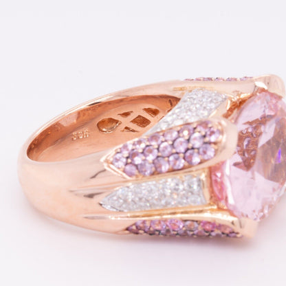 18k Rose Gold 13ct Kunzite Pink Sapphire & Diamond Cocktail Ring 1.96ctw Size 7