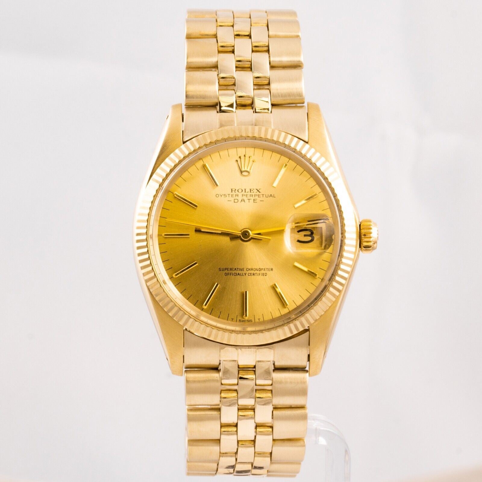 Vintage Rolex Date 1503 14K Yellow Gold Champagne Dial 34mm Watch