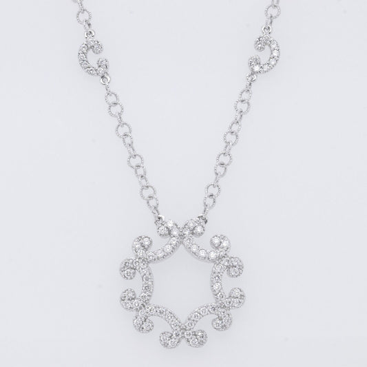 Charriol Cignature Snowflake 18k White Gold Diamond Necklace 0.80ctw G VS2 18"