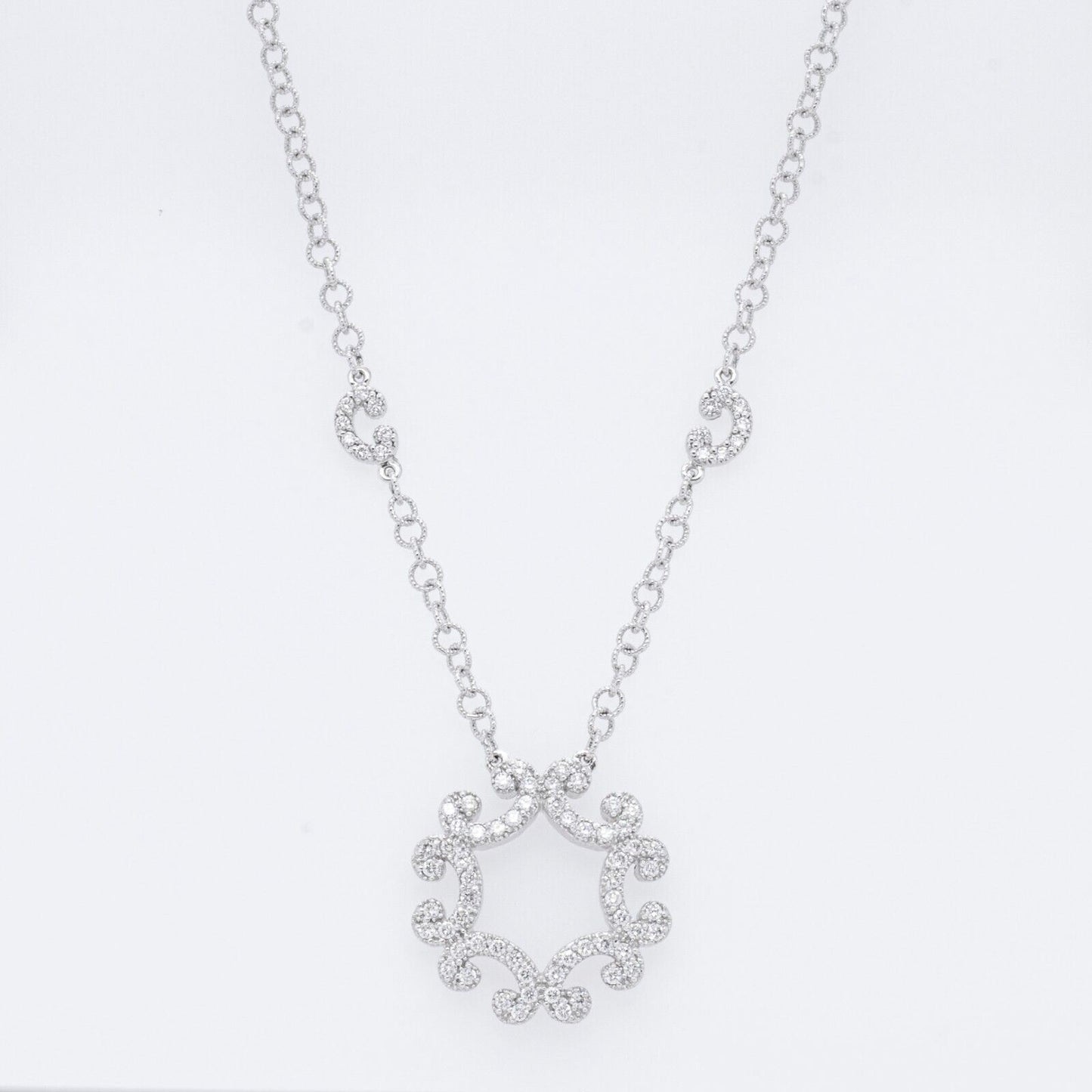 Charriol Cignature Snowflake 18k White Gold Diamond Necklace 0.80ctw G VS2 18"