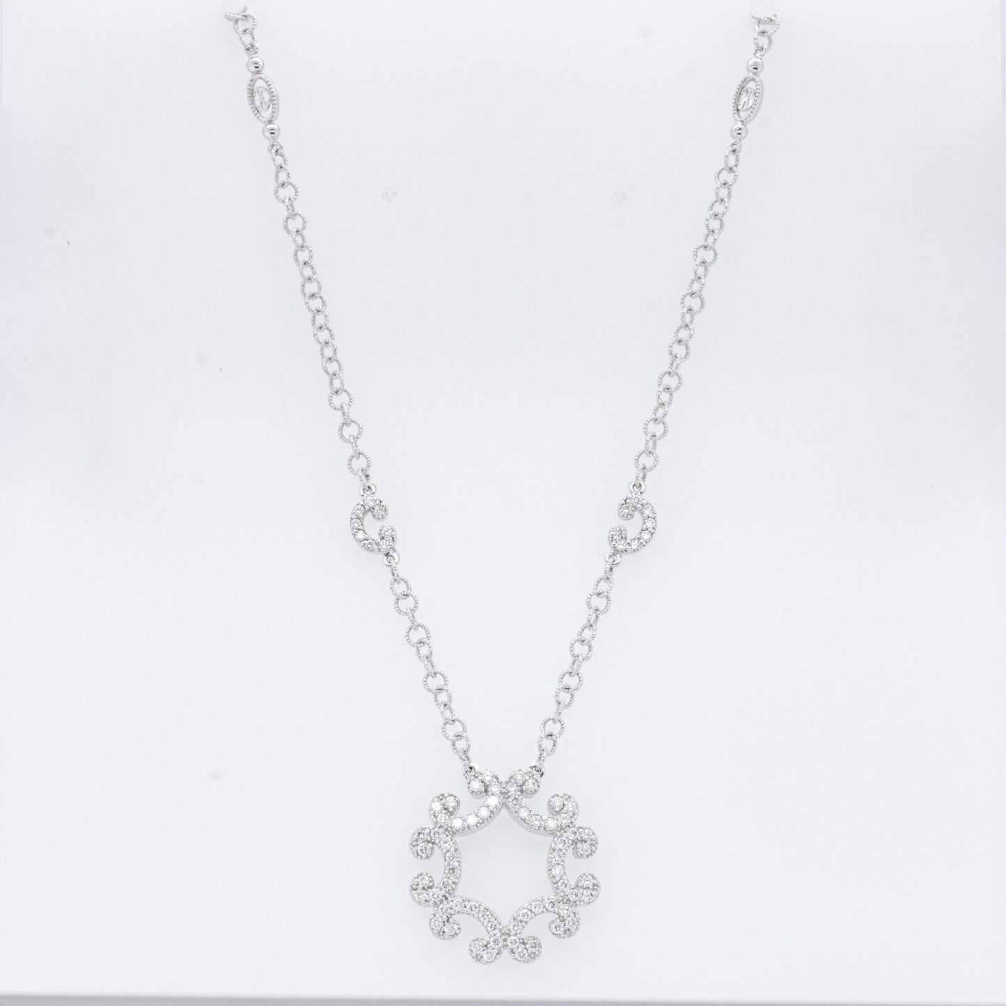 Charriol Cignature Snowflake 18k White Gold Diamond Necklace 0.80ctw G VS2 18"