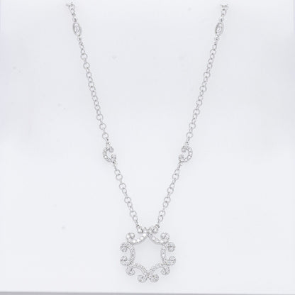 Charriol Cignature Snowflake 18k White Gold Diamond Necklace 0.80ctw G VS2 18"