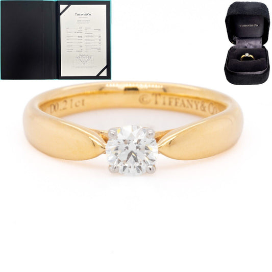 Tiffany & Co. Platinum & 18k Gold Diamond Engagement Ring 0.21ct G VS1 BOX CERT