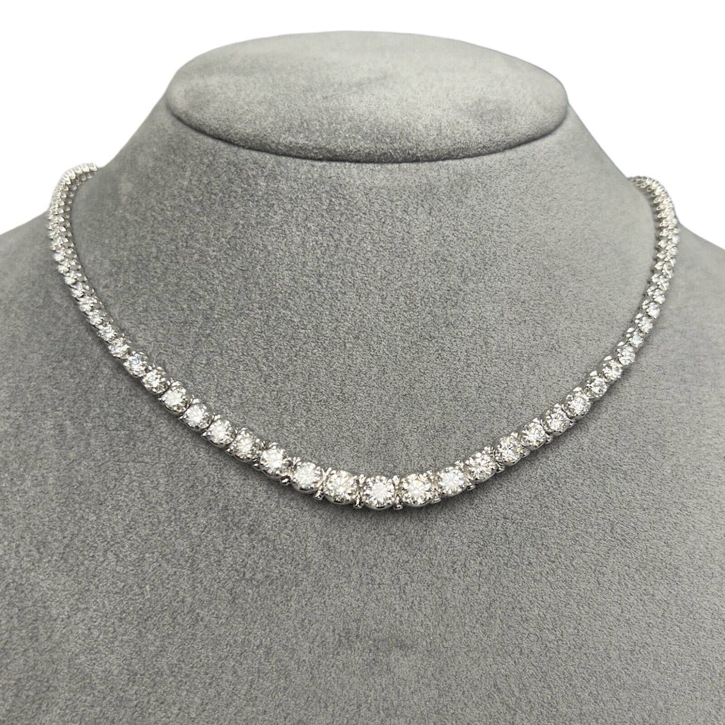 18k White Gold Round Diamond Graduated Tennis Necklace 10.37ctw G SI1 16"